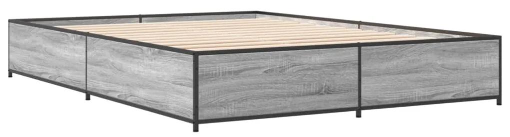 3279850 vidaXL Cadru de pat, gri sonoma, 120x200 cm, lemn prelucrat și metal