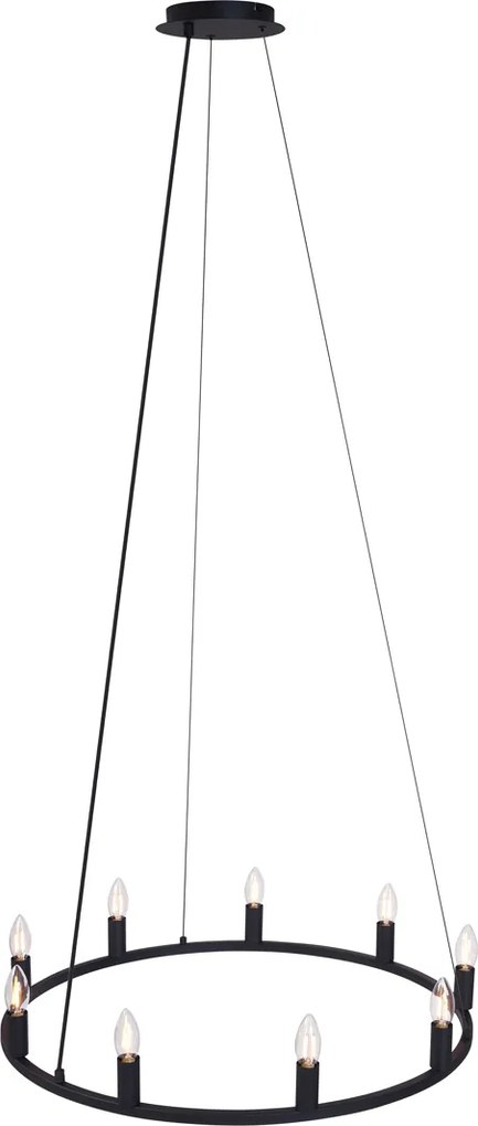 Lampa suspendată inteligentă neagră cu 9 lumini, inclusiv WiFi C35 - Knight