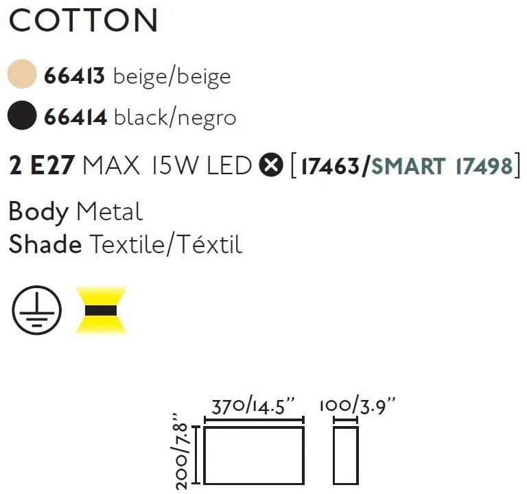 Aplica de perete ambientala design modern COTTON 2L neagra