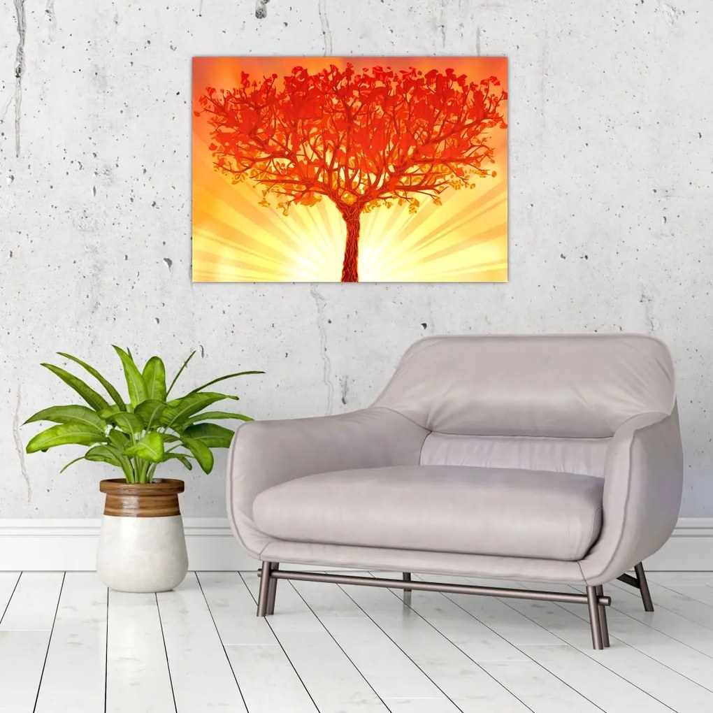 Tablou pe sticlă - Copac în lumina soarelui (70x50 cm)