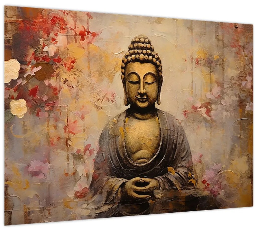 Tablou pe sticlă - Buddha, pictură (70x50 cm)