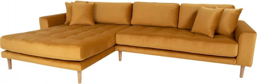Canapea cu colt galben mustar din catifea 290 cm Lido Left House Nordic
