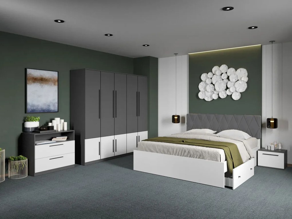 Set mobila dormitor complet Gri/Alb Shape C09