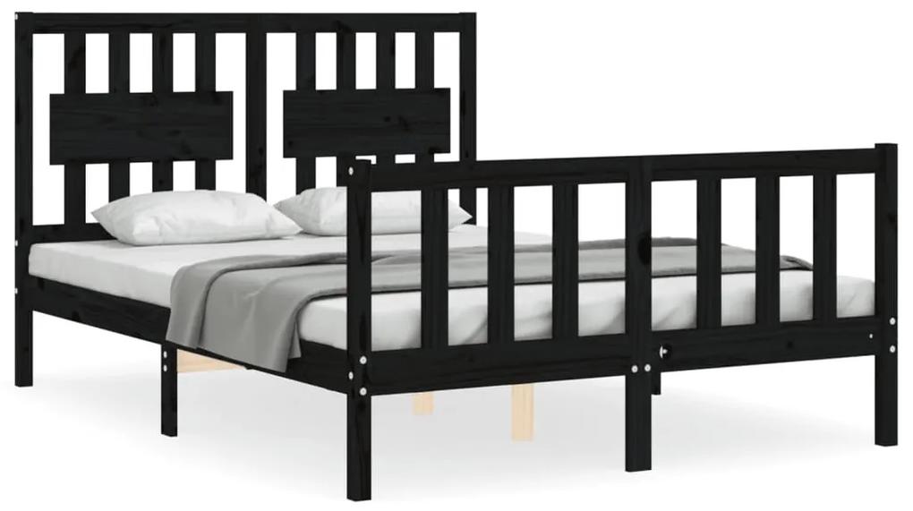 3192425 vidaXL Cadru de pat cu tăblie, negru, 120x200 cm, lemn masiv