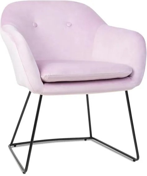 Besoa Zoe, scaun tapițat, cătușeală din spumă, acoperire din poliester, catifea, oțel, roz