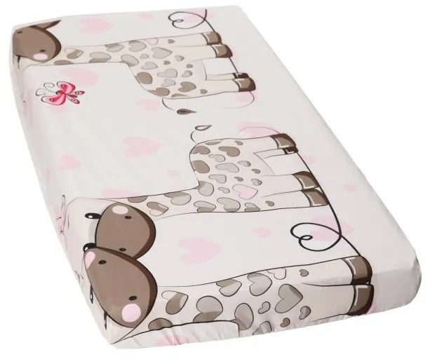 Cearceaf din bumbac cu elastic U&amp;Me Pink 120x60 cm