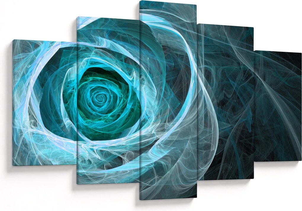 Tablou - Abstract trandafir albastru cu fundal negru (150x105 cm)
