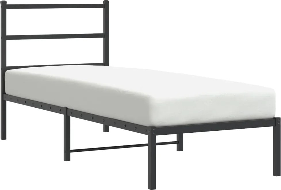 vidaXL Cadru de pat metalic cu tăblie, negru, 80x200 cm
