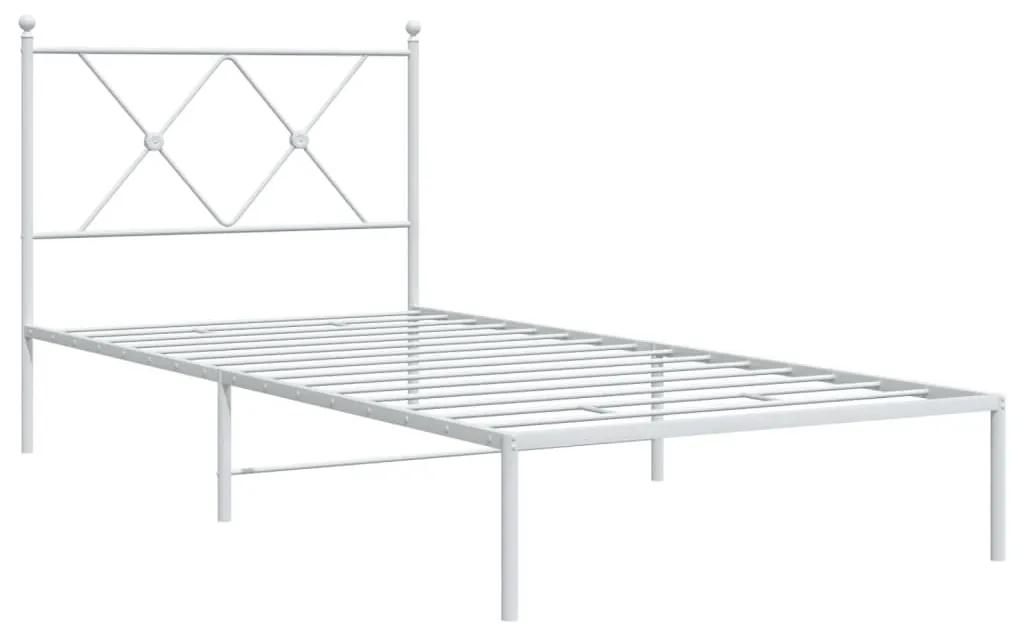 376544 vidaXL Cadru pat metalic cu tăblie, alb, 90x200 cm