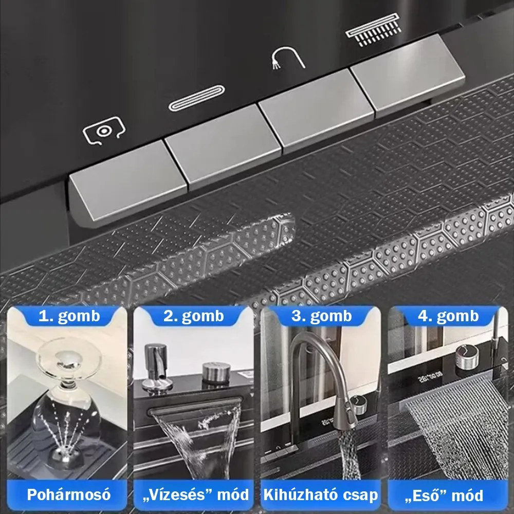 Chiuvetă multifuncțională Catania din oțel inoxidabil cu baterie digitală