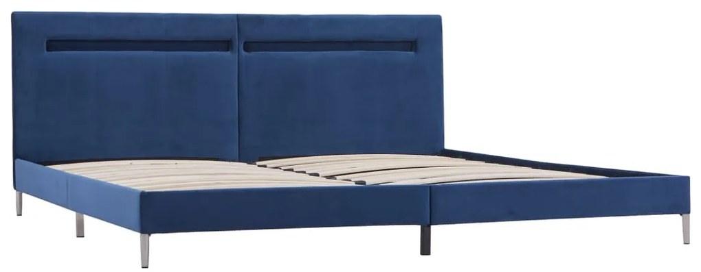 Cadru de pat cu LED-uri, albastru, 180x200 cm, material textil Albastru, 180 x 200 cm