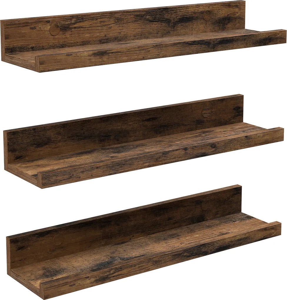 Set 3 bucati rafturi de perete TAYLOR 38x10 cm, rustic maro