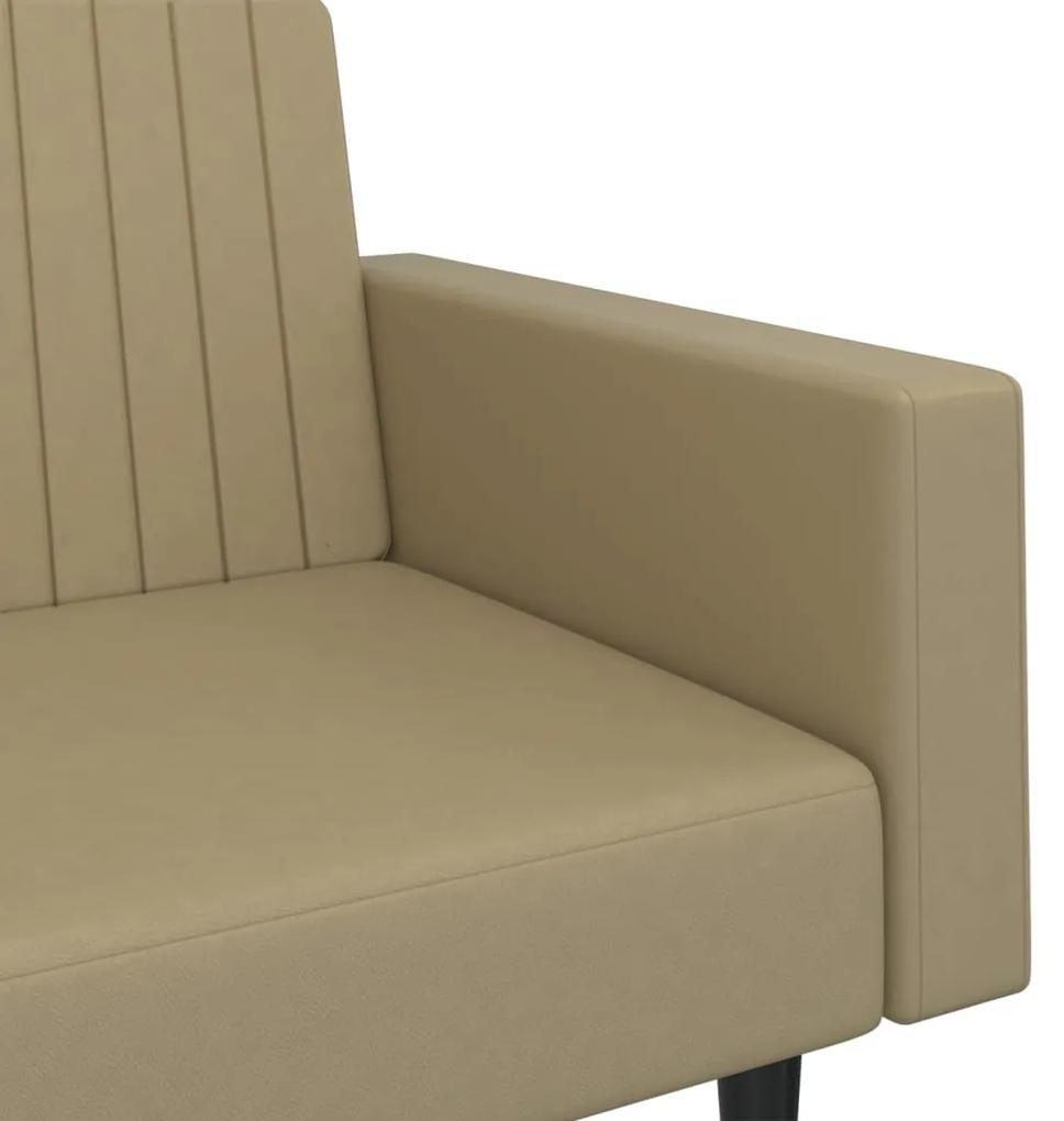 Canapea extensibila cu 2 locuri, cappuccino, piele ecologica Cappuccino, Fara suport de picioare