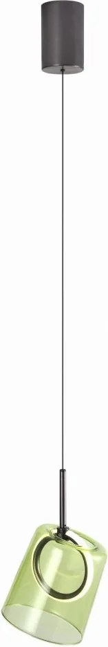 Pendul modern LED 3000K, inaltime reglabila, sticla, verde, Zula