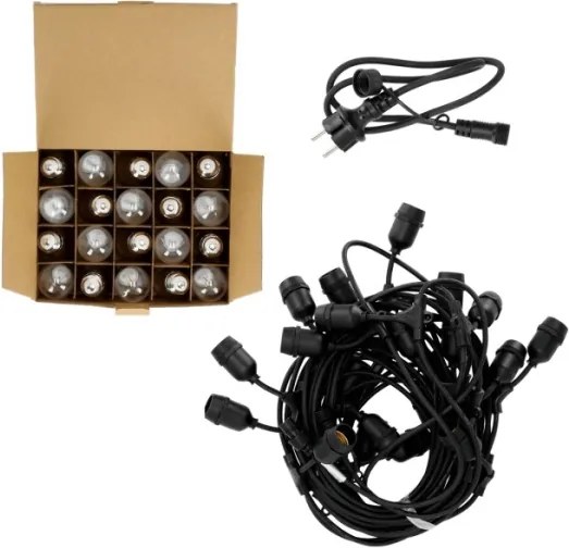 Lanț LED decorativ de exterior BAJA ST64 20xE27/1W/230V 20,9m IP44 alb cald