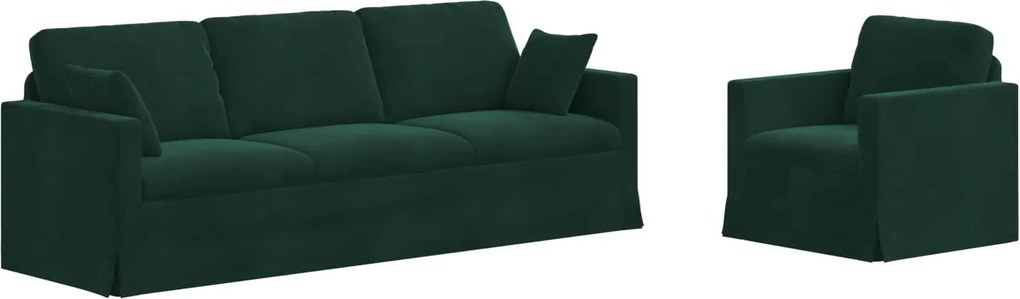 vidaXL Set de canapea 2 pcs Verde închis 228 x 78 x 80 cm Catifea