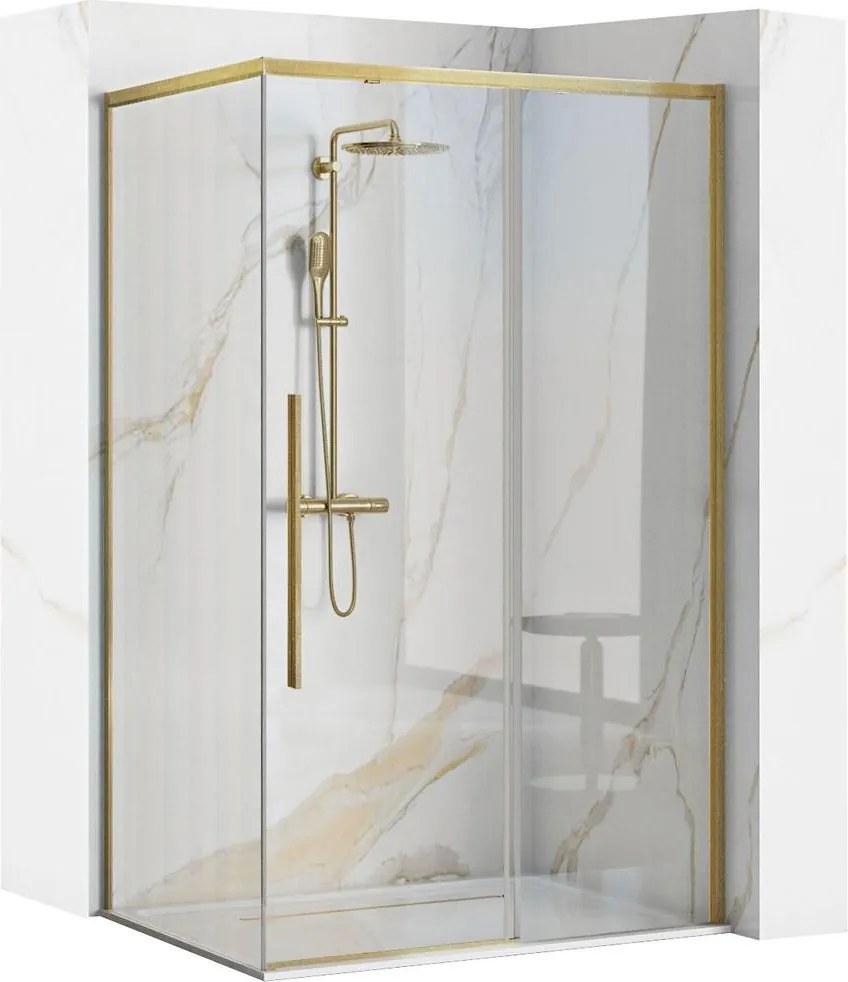 Cabina de dus SOLAR cu cadita alba 100x80 cm auriu periat