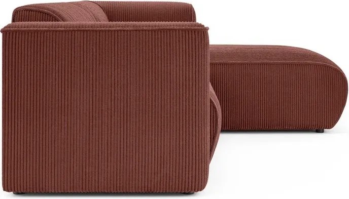 Colțar teracotă cu tapițerie din catifea reiată (cu colț pe partea dreaptă/cu șezlong) Merid – Ropez