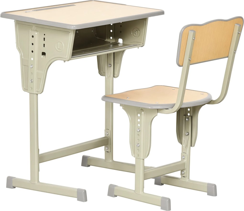 HOMCOM Set Masa Si Scaune Copii Bancă și Scaun Reglabil pentru Copii 6-12 Ani Ergonomic Aosom Romania