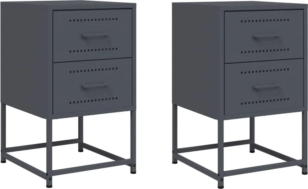 vidaXL Noptiere, 2 buc., antracit, 36x39x60,5 cm, oțel