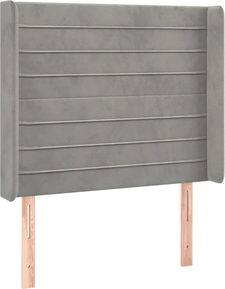 vidaXL Tăblie de pat cu aripioare gri deschis 103x16x118/128cm catifea