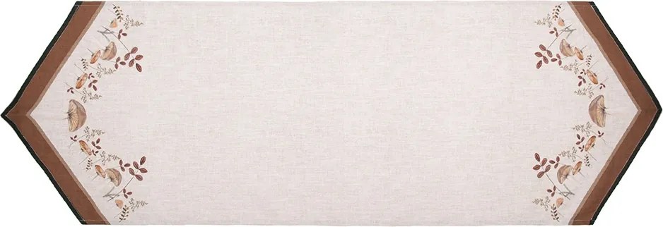 Fata de masa bej, din bumbac, 50x160 cm, Mushrooms