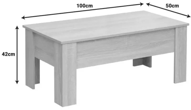 Masuta de cafea RIWA cu blat extensibil 100x50 cm, stejar