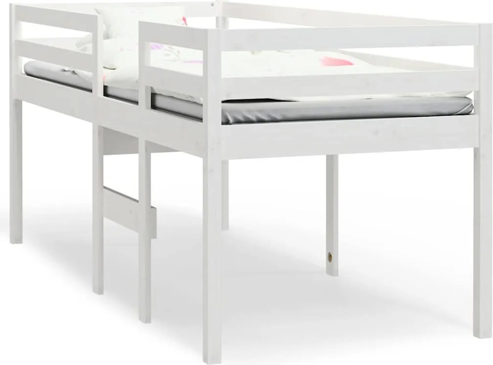 vidaXL Pat înalt de dormitor, alb, 80x200 cm, lemn masiv de pin