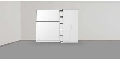 Set pat rabatabil dublu cu un dulap si o minibiblioteca - Royal Single Big Wardrobe Set(150X200)