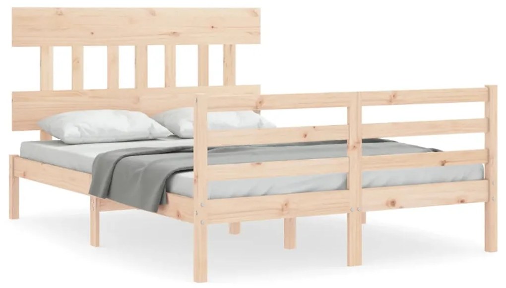 3195156 vidaXL Cadru de pat cu tăblie, 140x200 cm, lemn masiv