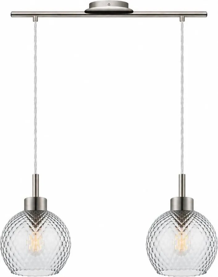 BRILAGI - Lustră LED cu cablu RETRO GLASS 2xE27/60W/230V crom mat/gri fumuriu