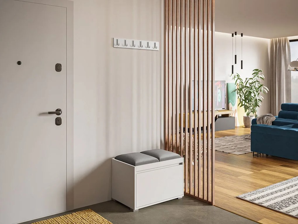 Mobilier pentru hol Kendora 60 + 2 buc. panouri tapițate de perete Pag 30x30 (Alb) (Manila 16). 1059464