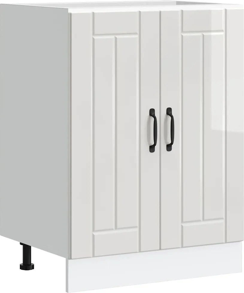 vidaXL Dulap de bază pentru chiuvetă „Lucca” Lemn prelucrat alb lucios