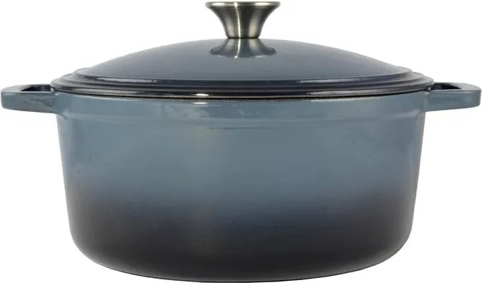 Oală fontă emailată cu capac Perfect Home 15720, 28 cm, 6.5 L, albastră
