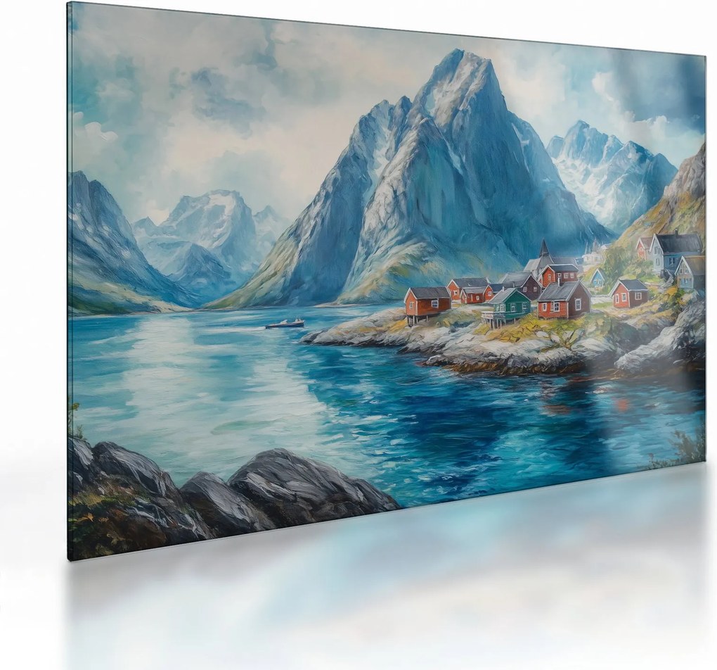 Tablou pe sticlă - Sat norvegian (70x50 cm)