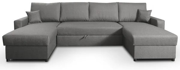 Colțar extensibil în formă de U JANISE, cu spațiu de depozitare, gri