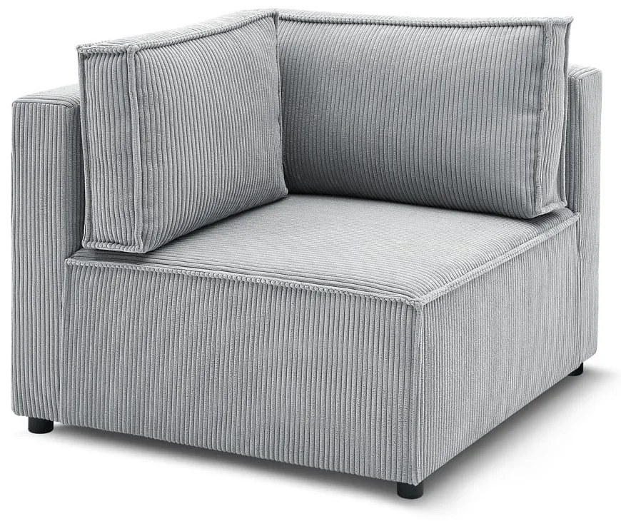 Modul pentru canapea gri deschis cu tapițerie din catifea reiată (cu colț variabil) Nihad modular – Bobochic Paris