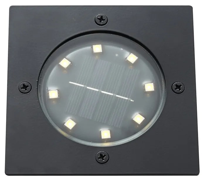 Set de 6 spoturi de sol pătrate negre Inclusiv LED IP65 Solar - Terry