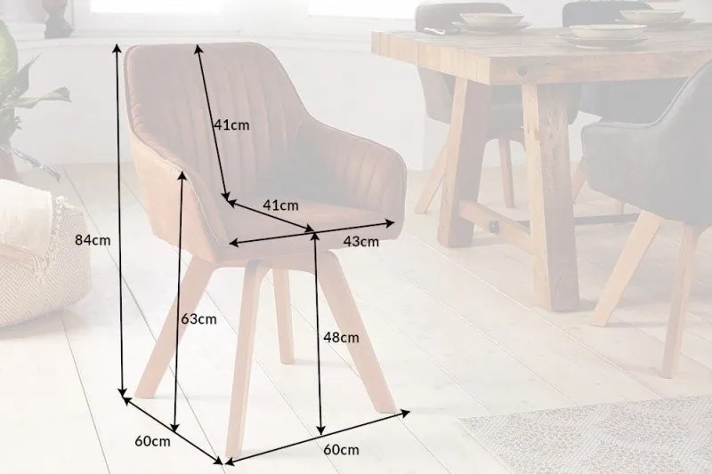 Set de 2 scaune pivotante Livorno microfibra maro vintage