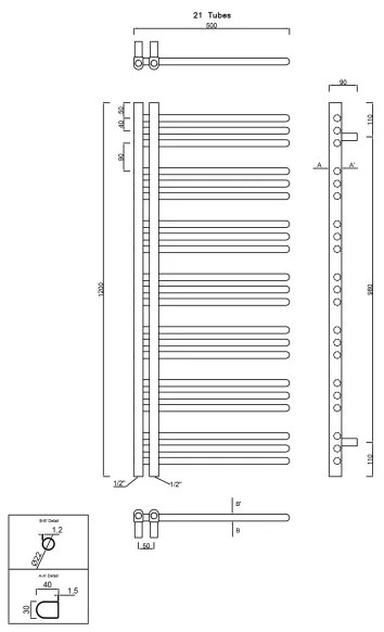 Sapho - Radiator pentru baie DORLION 400W/230V 50x120 cm negru mat
