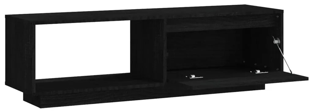 Comoda TV, negru, 110x30x33,5 cm, lemn masiv de pin 1, Negru