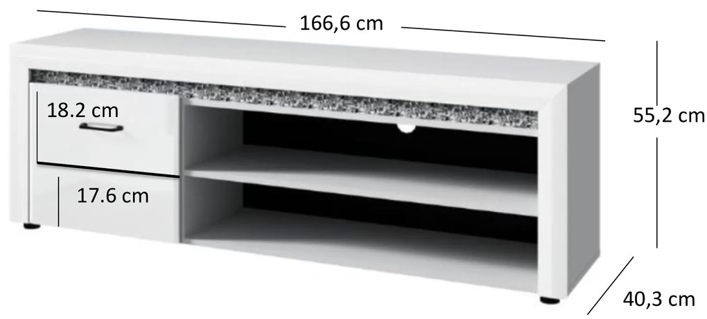 Masă TV Wanetta (alb lucios). 1053377