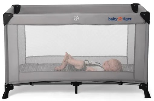 Pătuț de voiaj Baby Tiger VIKI gri KINDERKRAFT