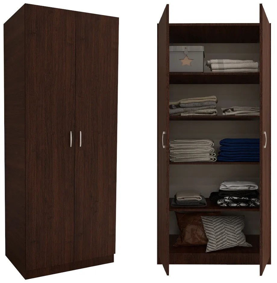 Dulap cu 2 Usi si 4 Rafturi de Depozitare, 200x80x40 cm, Culoare Wenge din Pal de 18mm
