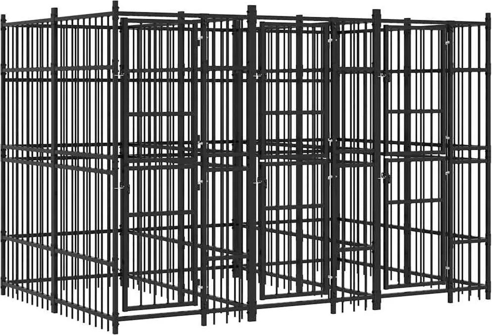 vidaXL Padoc pentru câini de exterior, 5,53 m², oțel