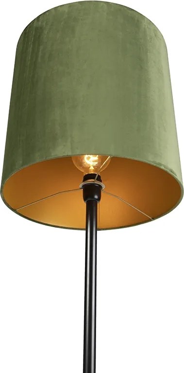 Lampa de podea botanică neagră cu abajur verde 40 cm - Simplo