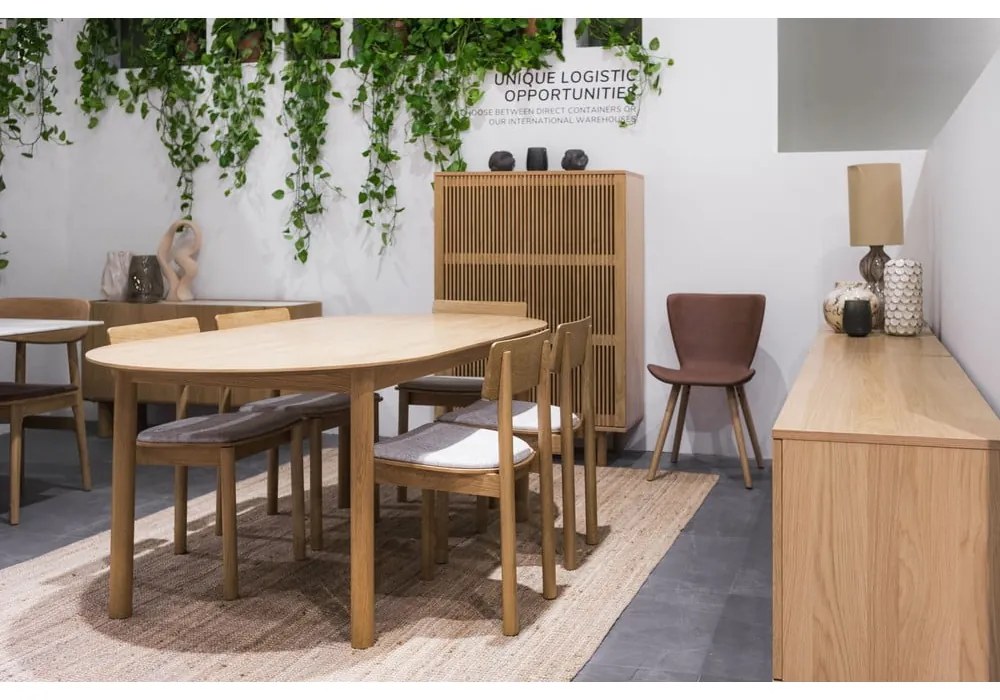 Masă de dining în culoare naturală extensibilă cu blat cu aspect de lemn de stejar 100x190 cm Gallina – Unique Furniture