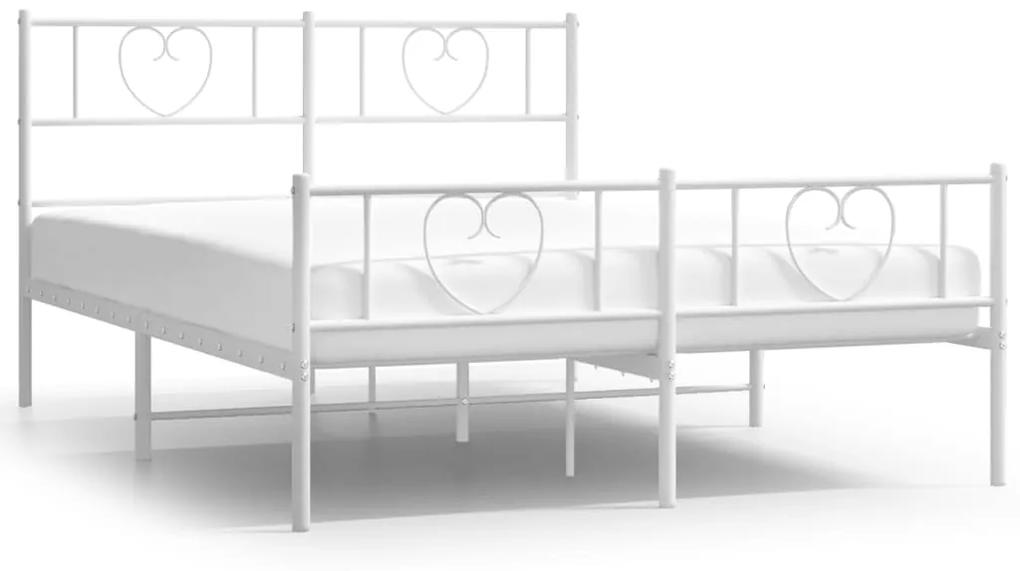 355527 vidaXL Cadru de pat metalic cu tăblie, alb, 120x190 cm