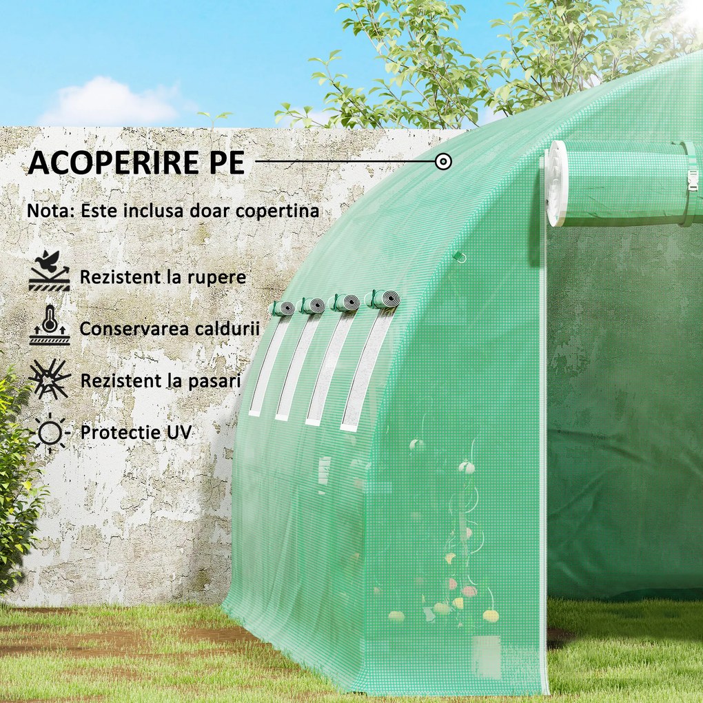 Outsunny Prelata Sera 6×3×2 m – Cu 12 Ferestre, Usa Rulanta si Margini | Aosom Romania
