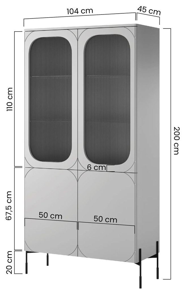 Vitrină Sonatia 100 cm pentru living - cașmir